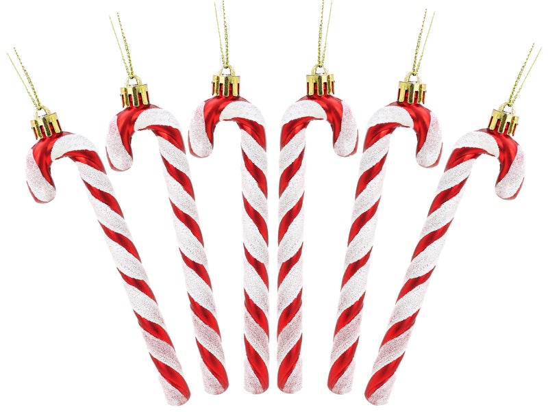 Christmas Concepts Pack of 613cm Glitter Candy Cane Christmas Tree DecorationsOrnaments Red  White