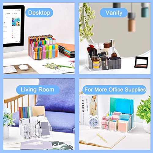 VITVITI Acrylic Pen Holder, Clear Organizer, 7 Compartment Desk Pencil Holder, Desktop Stationery Organizer for Office/School/Home/Art Supplies - Image 4