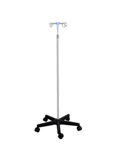 King Mariot I.V. Stand | Stainless Steel | Strong with 4 Hooks | Normal Size 115CM, Fully Expandable to 230CM | Base with 5 Wheels | Ideal for Medical and Healthcare Facilities  - Image 1