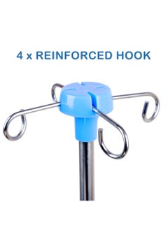 King Mariot I.V. Stand | Stainless Steel | Strong with 4 Hooks | Normal Size 115CM, Fully Expandable to 230CM | Base with 5 Wheels | Ideal for Medical and Healthcare Facilities  - Image 3