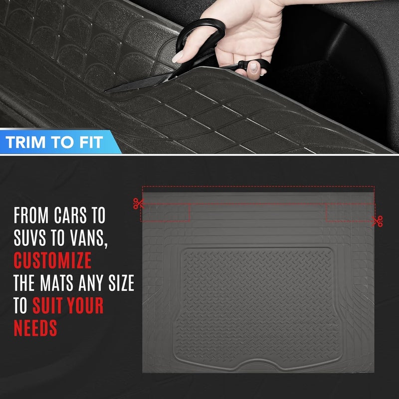 PIC AUTO Heavy Duty Rubber Trunk Cargo Liner Floor Mats, Trimmable to Fit for Car, SUV, Van, and Trucks – All-Weather Protection, Anti-Slip Backing, Easy to Clean, Durable and Long-Lasting (Gray) - Image 2