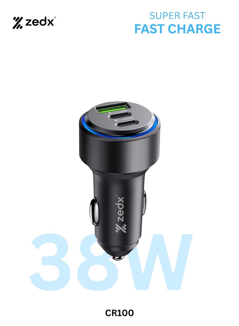 ZEDX CAR CHARGER With 3 Port 38 W Superfast Charging Adapter for all Mobiles - Image 2