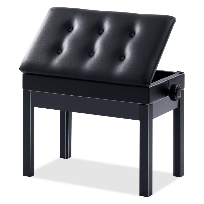 AODSK AODSK Adjustable Wooden Piano Bench with Padded Cushion and Storage with Sheet Music Storage Black 2205x1339x1831Height Adjustable Range18312205 