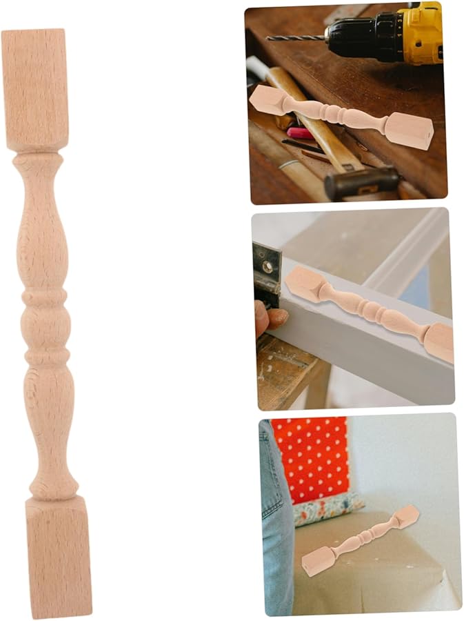 عمود خزانة من الخشب الصلب غير المطلي بتصميم روماني كلاسيكي، إكسسوار أثاث وديكور منزلي - Image 4