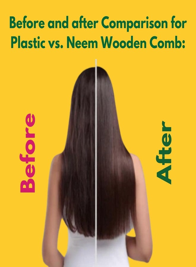 Dinya Wooden Comb Set of 3 | Neem Wood Comb for Hair Growth | Kacchi Neem Wooden Comb for Women & Men | Detangling, Frizz Control & Shine - Image 3