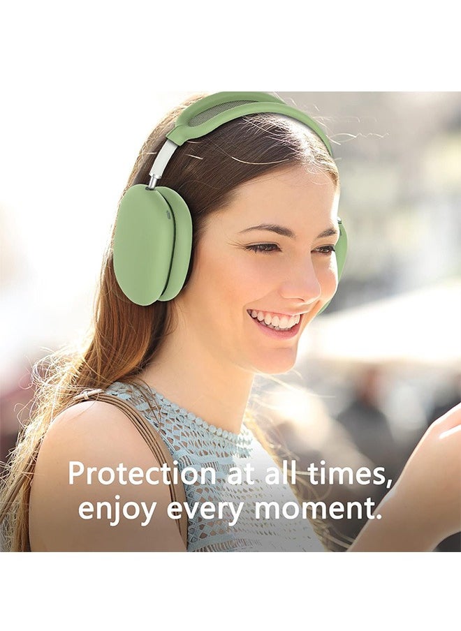 Generic - Silicone Case Cover for AirPods Max Headphones, Anti-Scratch Ear Pad Case Cover/Ear Cups Cover/Headband Cover for AirPods Max, Accessories Soft Silicone Protector for Apple AirPods Max (Matcha Green) - Image 1