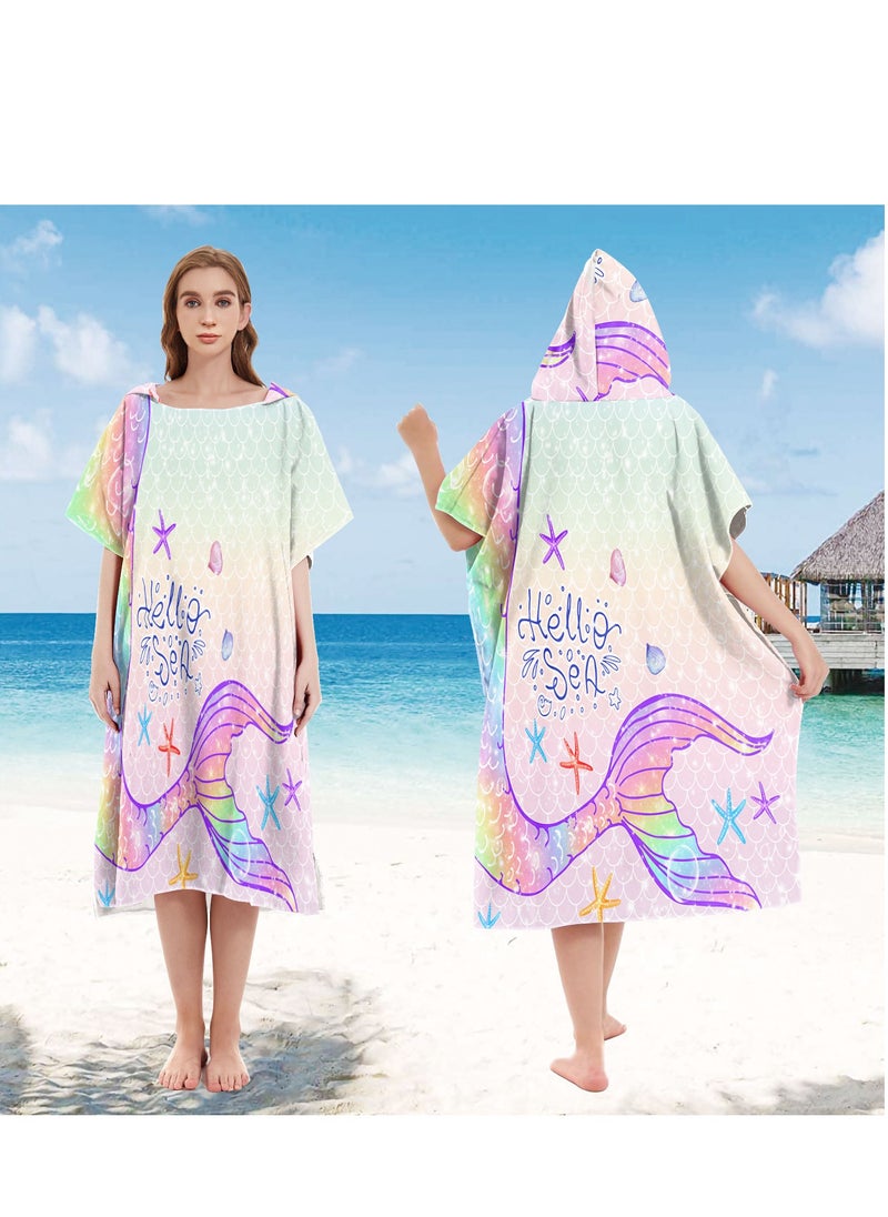 DUNISO Beach Changing Towel Surf Poncho Robe,Swim Towel Hooded Surf Poncho for Adults,Light Weight Compact Microfibre Changing Wetsuit for Women and Men,Surfing Swimming Bathing 