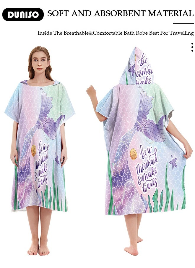 DUNISO Beach Changing Towel Surf Poncho Robe,Swim Towel Hooded Surf Poncho for Adults,Light Weight Compact Microfibre Changing Wetsuit for Women and Men,Surfing Swimming Bathing  - Image 2