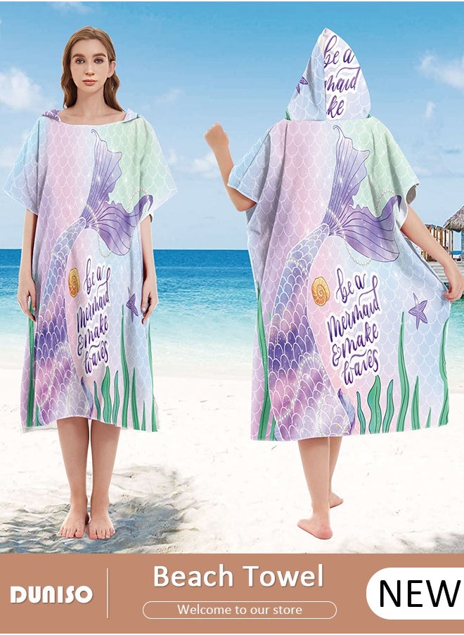 DUNISO Beach Changing Towel Surf Poncho Robe,Swim Towel Hooded Surf Poncho for Adults,Light Weight Compact Microfibre Changing Wetsuit for Women and Men,Surfing Swimming Bathing  - Image 1