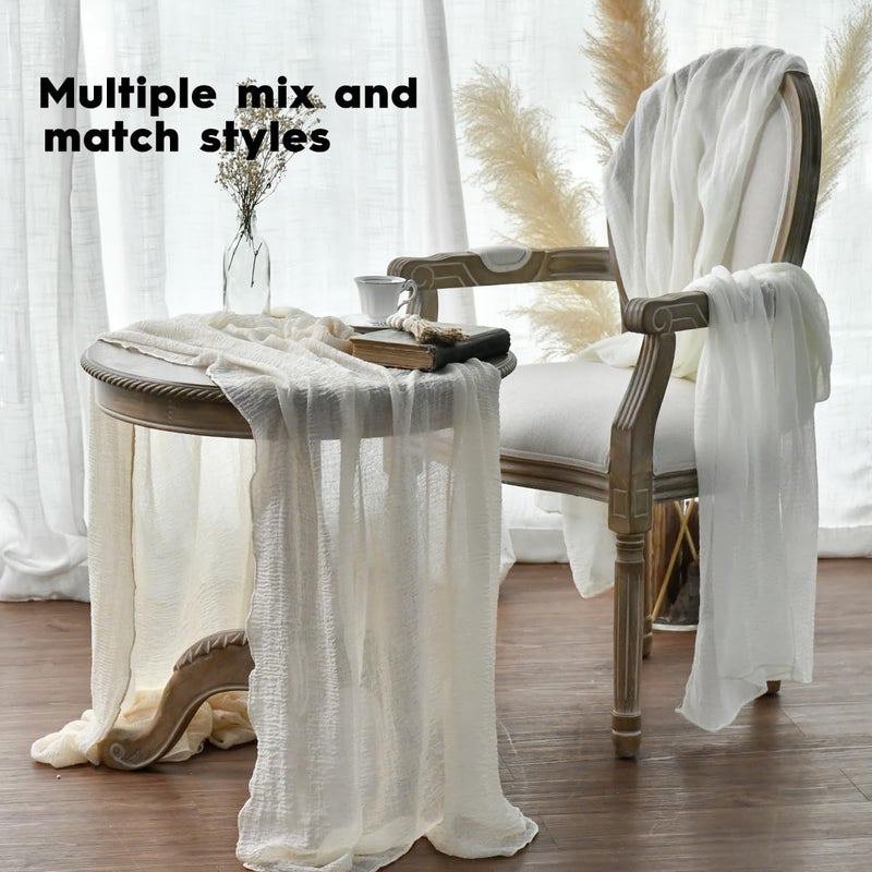 Artoid Mode Boho Ivory Gauze Wedding Cheesecloth Table Runner, 30x120 Inch Seasonal Fabric Kitchen Dining Holiday Table Decor for Home Party - Image 4