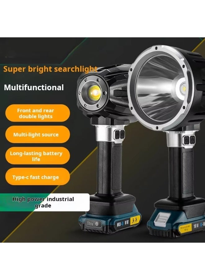 High Power Indoor and Outdoor Work Searchlight Long Battery Life Searchlight Type-C Fast Charging Portable Tactical Flashlight - Image 2