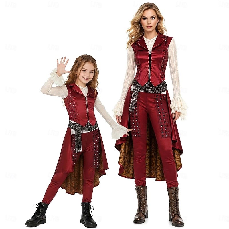 Y&D Fantasy Villain Heir Descendants Wicked Wonderland Pirate Red Heart Princess Costume Cosplay for Unisex Kid's Adults' Halloween Carnival Party Performance Stage - Image 2