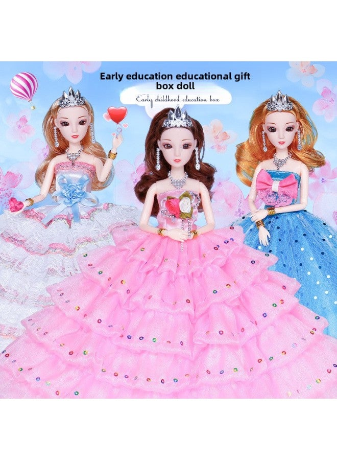 Dress Up Barbie Doll Play House Princess Wedding Dress Suit Gift Box Children's Toys Girl's Birthday Castle-Colour:7 Dolls 198-piece Set F3 Model - Image 4