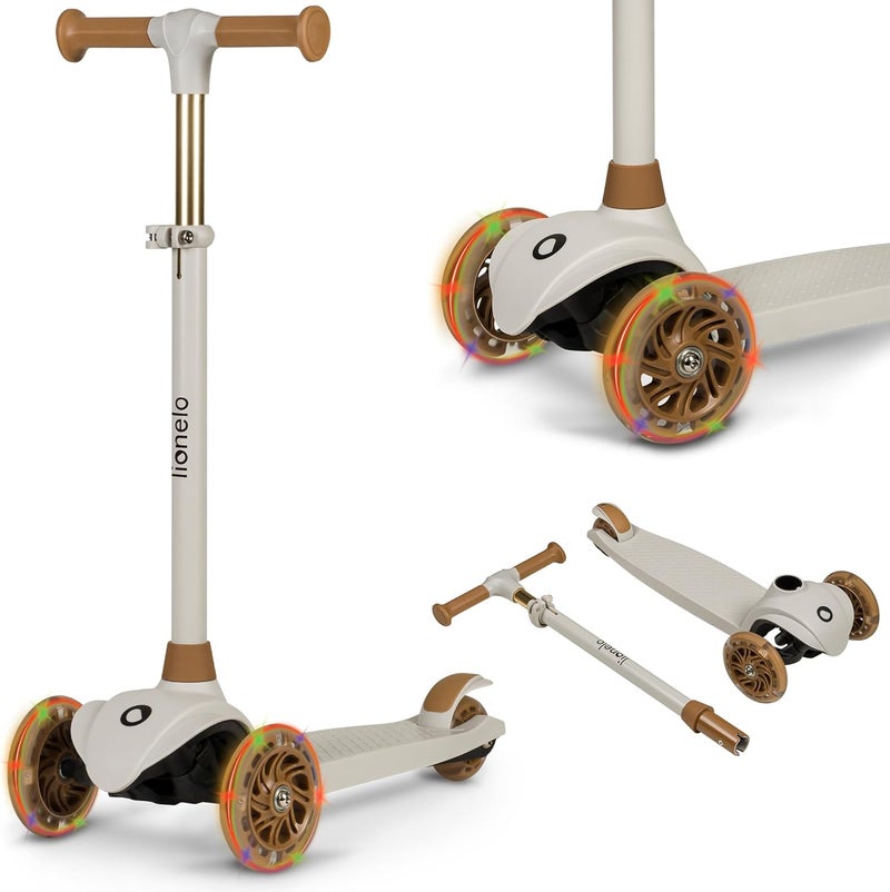 Jessy Balance Scooter for Children from 3 Years up to 50 kg, Lightweight Tricycle Children's Scooter with Height Adjustment, LED Wheels and Non-Slip Platform