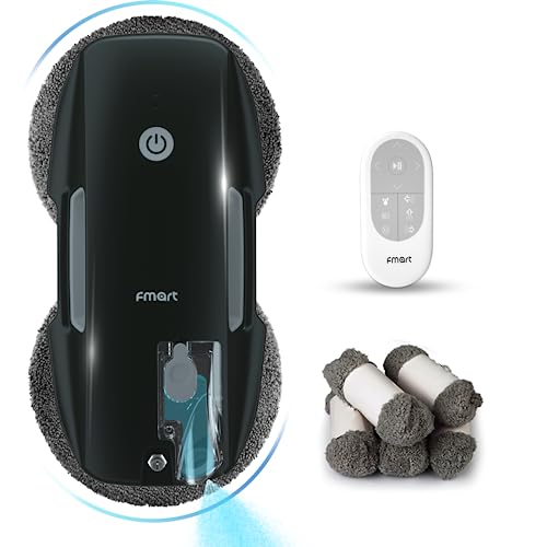 Fmart روبوت تنظيف النوافذ FMART T9Pro - 3800PA، رش الماء بالموجات فوق الصوتية، تخطيط المسار بالذكاء الاصطناعي، كشف الحواف بالذكاء الاصطناعي، منظف نوافذ روبوتي مع جهاز تحكم عن بعد و 10 قطع قماش - تنظيف عميق للنوافذ، البلاط - Image 1