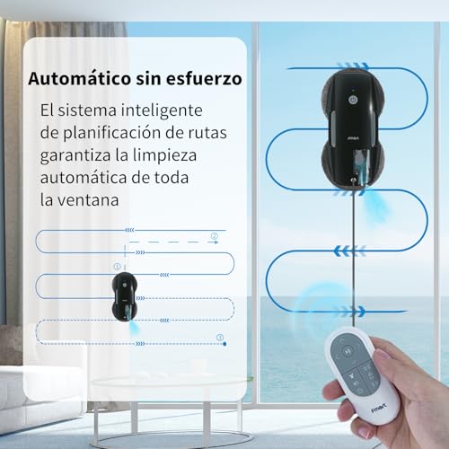 Fmart روبوت تنظيف النوافذ FMART T9Pro - 3800PA، رش الماء بالموجات فوق الصوتية، تخطيط المسار بالذكاء الاصطناعي، كشف الحواف بالذكاء الاصطناعي، منظف نوافذ روبوتي مع جهاز تحكم عن بعد و 10 قطع قماش - تنظيف عميق للنوافذ، البلاط - Image 4
