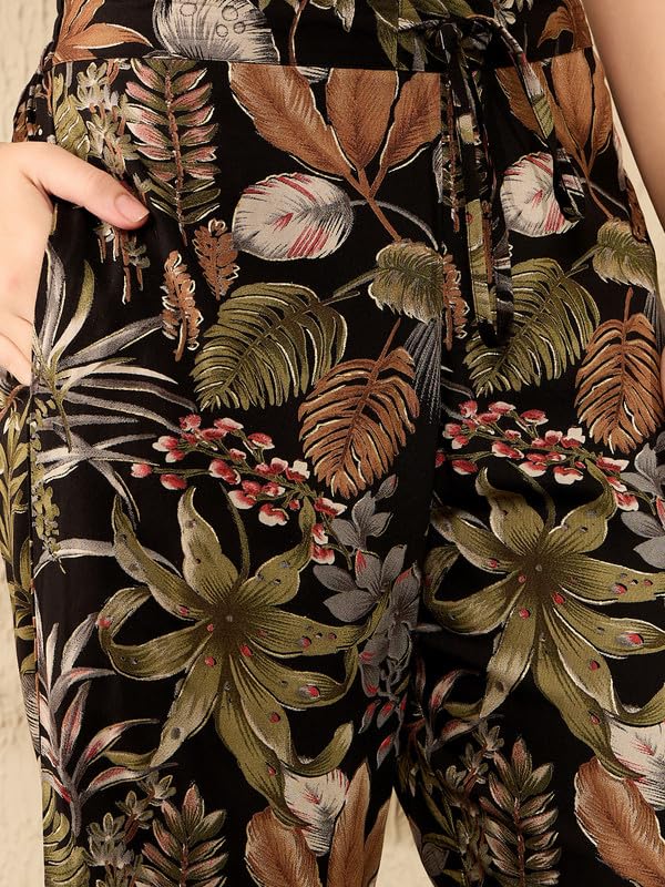 Vaamsi Women's Floral Printed Straight Tunic With Palazzo Co-ord Set (VCORD1052_XXL_Black) - Image 5