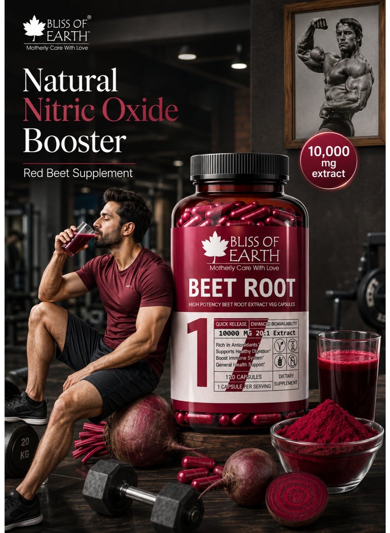 Bliss of Earth Beet Root Capsules 10000mg (20:1) High Potency Beet Root Extract | Pack of 3 (120 Capsules Each) | Supports Blood Circulation, Energy & Stamina | Nitric Oxide Booster | Vegan Capsules - Image 2