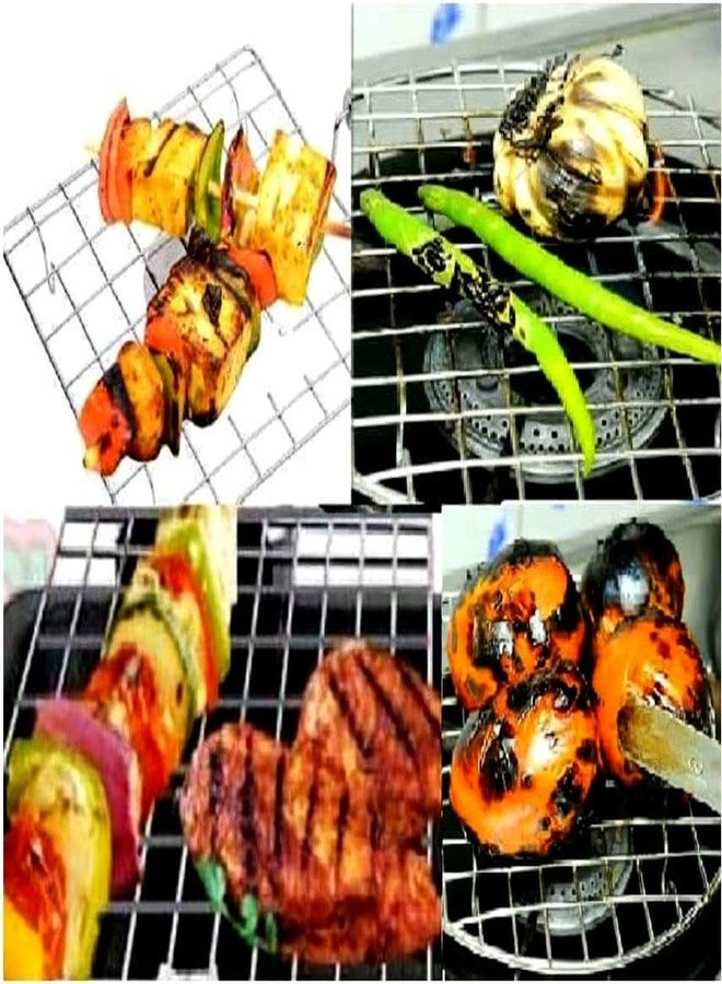 SKY Stainless Steel Wire Roaster Grill with Wooden Handle Round for Papad, Roti, Chapati, Toast, Brinjal, Pizza, Barbecue - Image 4