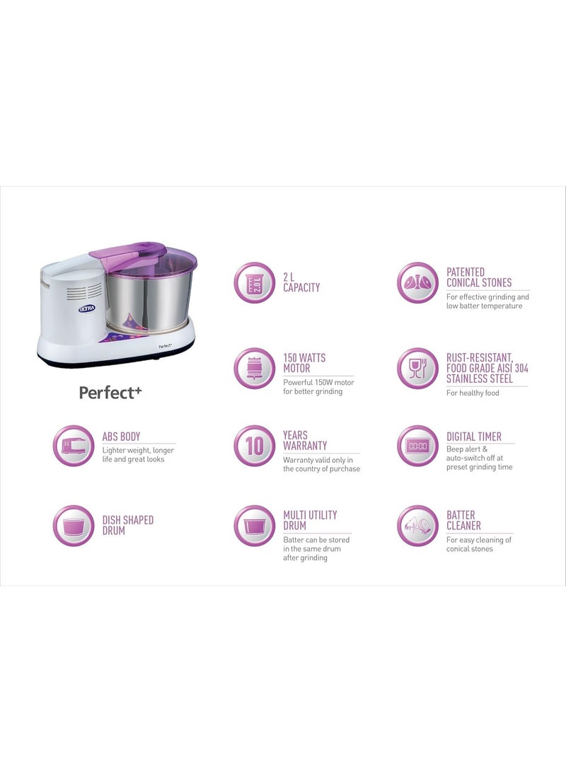 Ultra ABS Plastic Elgi Ultra Perfect+ Wet Grinder, 2 L (White) - Image 2