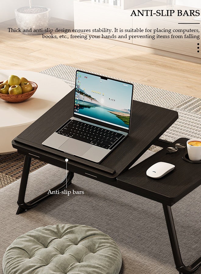 DUNISO Laptop Bed Tray Desk, Adjustable Folding Laptop Bed Table, Portable Standing Desk, Foldable Lap Tablet Desk with Cup Holder for Bed Couch Sofa Floor, Working, Writing - Image 5
