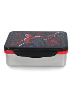 STOR Stainless Steel Rectangular Spiderman Theme Lunch Box Multicolor 193 ml  - Image 1