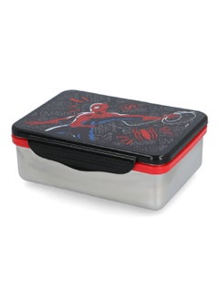 STOR Stainless Steel Rectangular Spiderman Theme Lunch Box Multicolor 193 ml  - Image 2