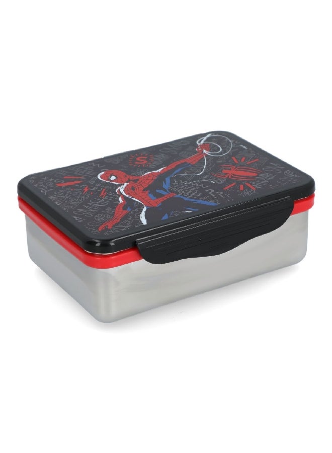 STOR Stainless Steel Rectangular Spiderman Theme Lunch Box Multicolor 193 ml  - Image 3