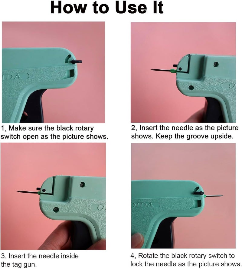 كاست ويف مسدس وسم للملابس، مسدس وسم بخمس إبر و1000 شوكة تثبيت، مسدس وسم، مسدس وسم للتجزئة، مسدس وسم معلق، للمستودعات، البيع بالعمولة، للبيع (أخضر فاتح) - Image 5