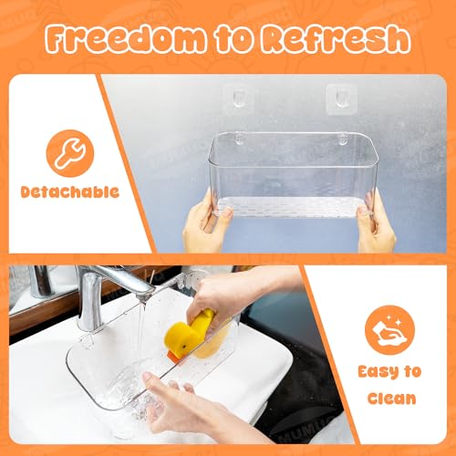 MUMUQ Bath Toy Storage Adhesive Shower Caddy for Baby Bath Toys Bathtub Toy Storage Holder Organizer Large Capacity Acrylic Shower Shelves for Bathroom Babies Bathing Accessories Shelf, 2 Pack - Image 4