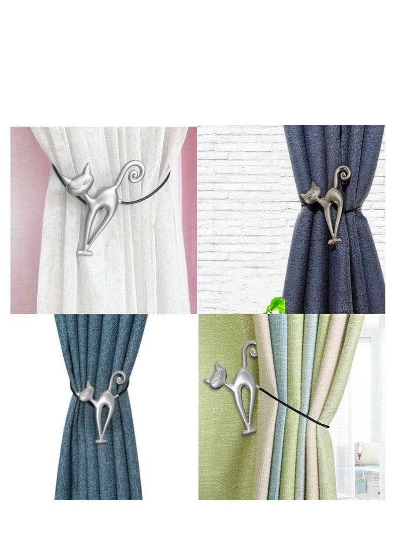 Magnetic Curtain Tiebacks, 2 Pieces Cute Cat Magnetic Curtain Tiebacks Curtain Clips Rope Holdbacks Curtain Holder Buckles with Strong Durable Magnet for Home Office Dorm - Image 2