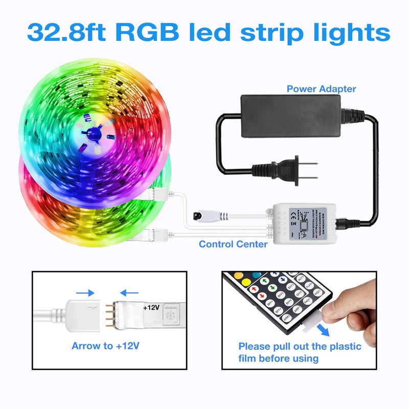 DAYBETTER Led Strip Lights 32.8ft Kit with Remote and Power Supply Color Changing - Image 3