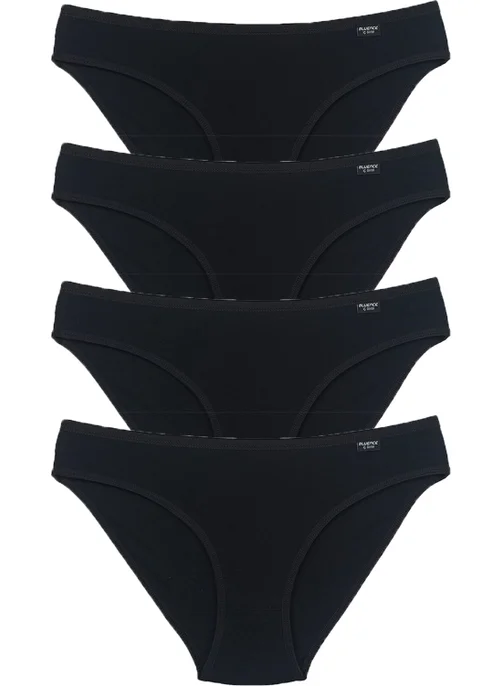 Bluence Black Low Waist Lycra Cotton Slip 4 Pieces