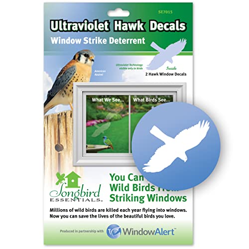 Songbird Essentials WindowAlert Hawk Anti-Collision Decal (SE7015) - UV-Reflective Window Decal to Protect Wild Birds from Glass Collisions - Made in The USA - Image 1