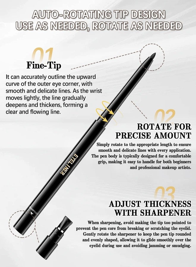 LYSdefeu Black Gel Eyeliner Pencil,Waterproof Eye Liner Waterline Pen for Women Girl - Image 3