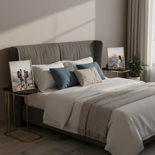 RIZIK STORE™ Iron Frame Handmade Rectangular Sofa Side Table with Premium Wooden top for Sofa Side, Bed Side, Drawing Room, Bed Room 18" x 11" x 21" Set of 2 (Black Gold) - Image 4