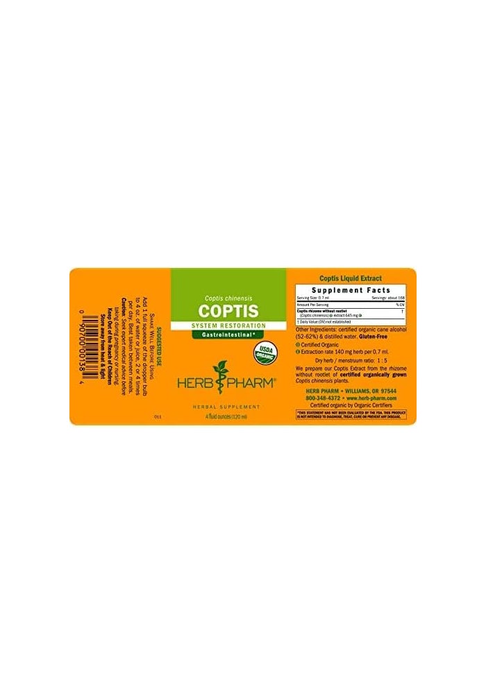 Herb Pharm Coptis Extract - Organic Coptis chinensis Liquid Supplement, 4 Oz - Image 2