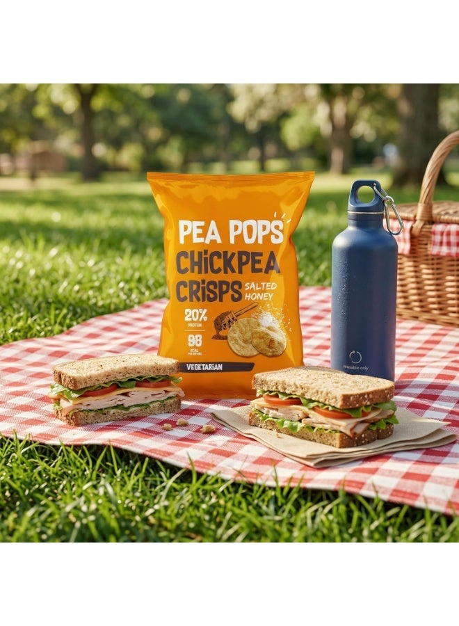 Pea Pops Healthy Chickpea Crisps - Low Calorie, Gluten Free, 28% Protein Snacks that are Popped Not Fried (23g, Salted Honey) - Image 3