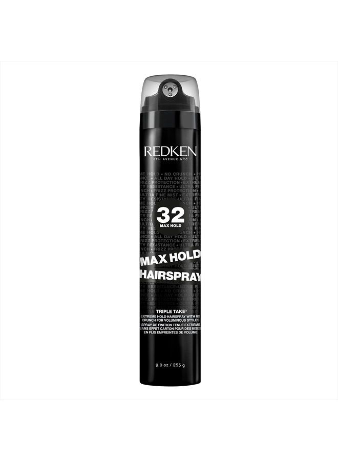 Redken Max Hold Hairspray 32 | Extreme Maximum High Hold Hairspray | Long-Lasting Lift & Body | All-Day Style Control | Dry Finish | 24 Hour Humidity Resistance | | For All Hair Types | 9 Oz - Image 1