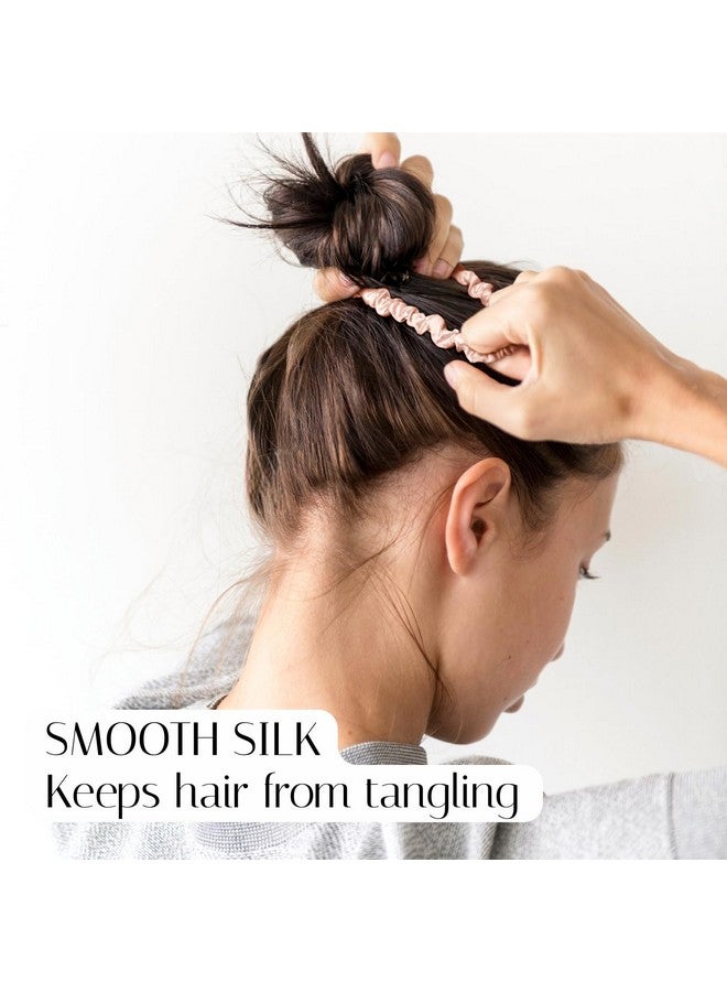 OLESILK Silk Hair Ties for Women: 100% Mulberry Skinny Silk Scrunchies, Soft Smooth No Damage No Crease for Thin Fine Curly Hair 3 Pack, Black - Image 3