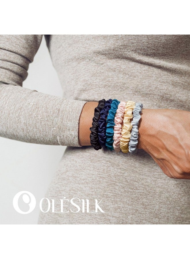 OLESILK Silk Hair Ties for Women: 100% Mulberry Skinny Silk Scrunchies, Soft Smooth No Damage No Crease for Thin Fine Curly Hair 3 Pack, Black - Image 5