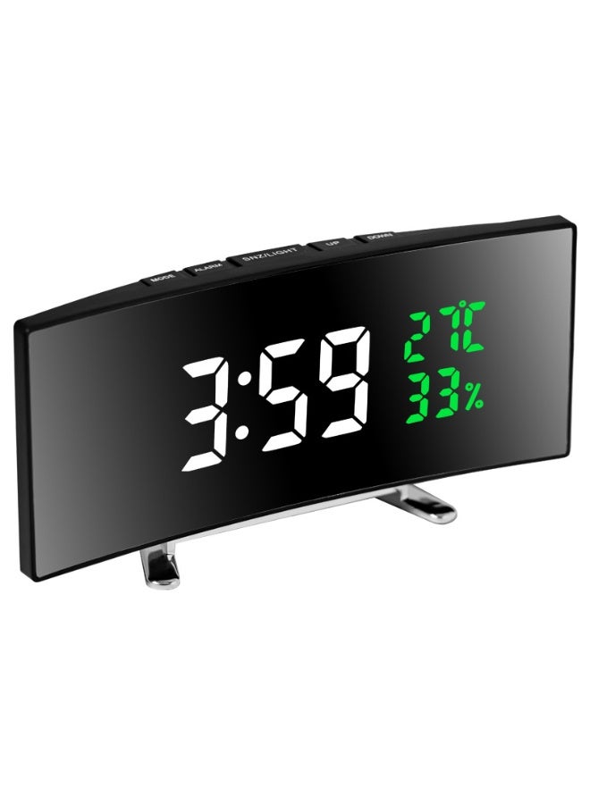 LED Digital Alarm Clock with Temperature Humidity Display 6 Inch Curved Large Screen Snooze Mode 12/24H Bedside Desk Clock Plug in Powered 3 Adjustable Brightness Multifunctional Home Office - Image 1