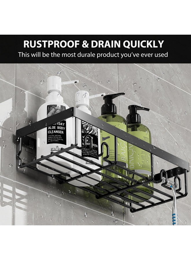 Moforoco Shower Caddy Shelf Organizer Rack, Self Adhesive Black Bathroom Shelves Basket, Home Farmhouse Wall Inside Organization and Storage Decor Rv Accessories, First Camper Apartment Essentials - Image 5