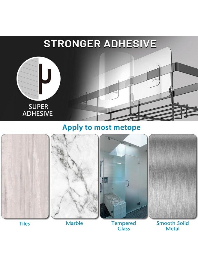 Moforoco Shower Caddy Shelf Organizer Rack, Self Adhesive Black Bathroom Shelves Basket, Home Farmhouse Wall Inside Organization and Storage Decor Rv Accessories, First Camper Apartment Essentials - Image 2