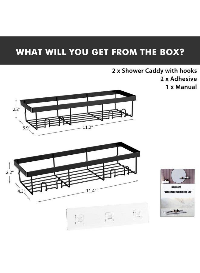 Moforoco Shower Caddy Shelf Organizer Rack, Self Adhesive Black Bathroom Shelves Basket, Home Farmhouse Wall Inside Organization and Storage Decor Rv Accessories, First Camper Apartment Essentials - Image 3