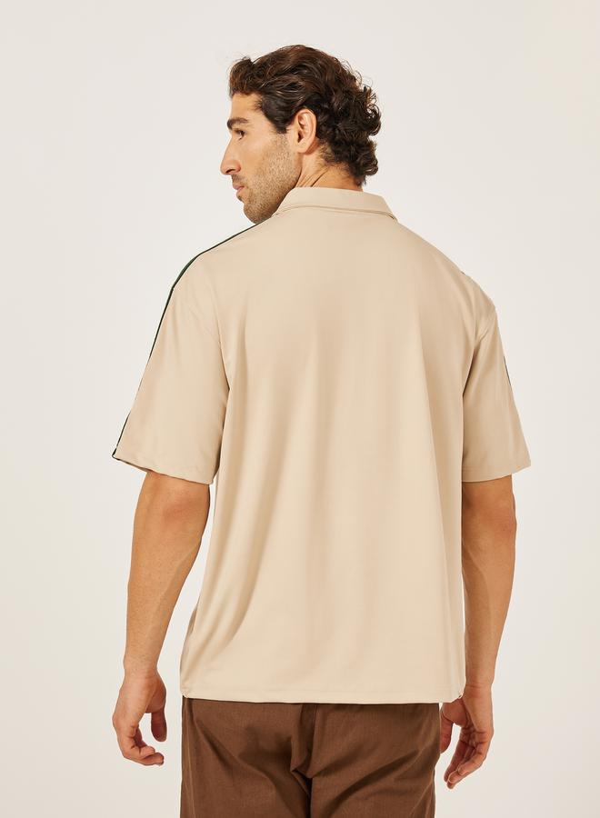 Styli Embroidered Oversized Shirt with Tape Detail  - Image 4