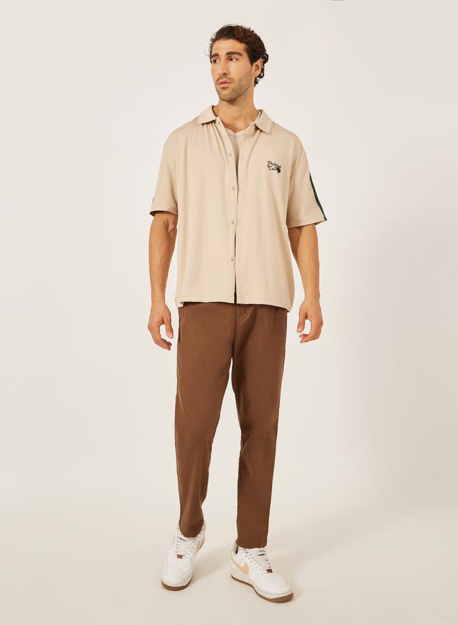 Styli Embroidered Oversized Shirt with Tape Detail  - Image 2