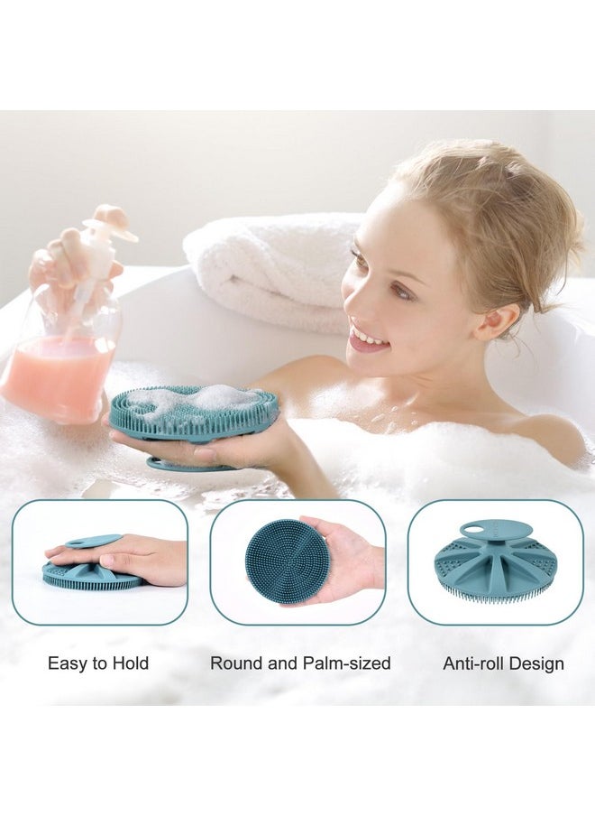 Innerneed INNERNEED Food-grade Soft Silicone Body Scrubber Shower Brush Handheld Cleansing Skin Brush, Gentle Exfoliating and Lather Well (Dark Green)  - Image 2