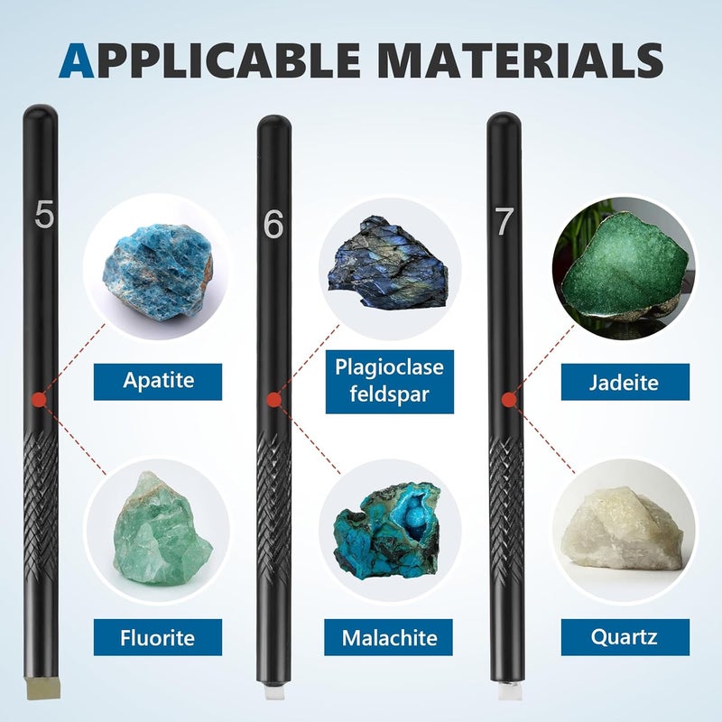 Saladulce Mohs Hardness Test Kit Mohs Hardness Picks 5 Pack Mohs Hardness Tester Industrial Mineral Identification Kit Gem Jade Jewelry 5-9 Scratch Tester - Image 4