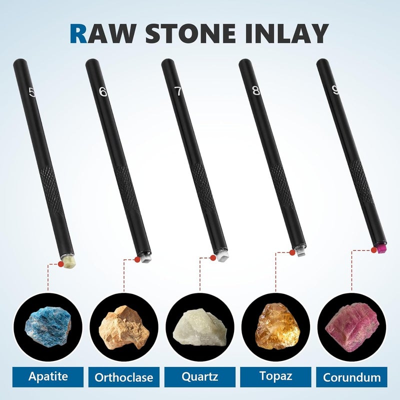 Saladulce Mohs Hardness Test Kit Mohs Hardness Picks 5 Pack Mohs Hardness Tester Industrial Mineral Identification Kit Gem Jade Jewelry 5-9 Scratch Tester - Image 3